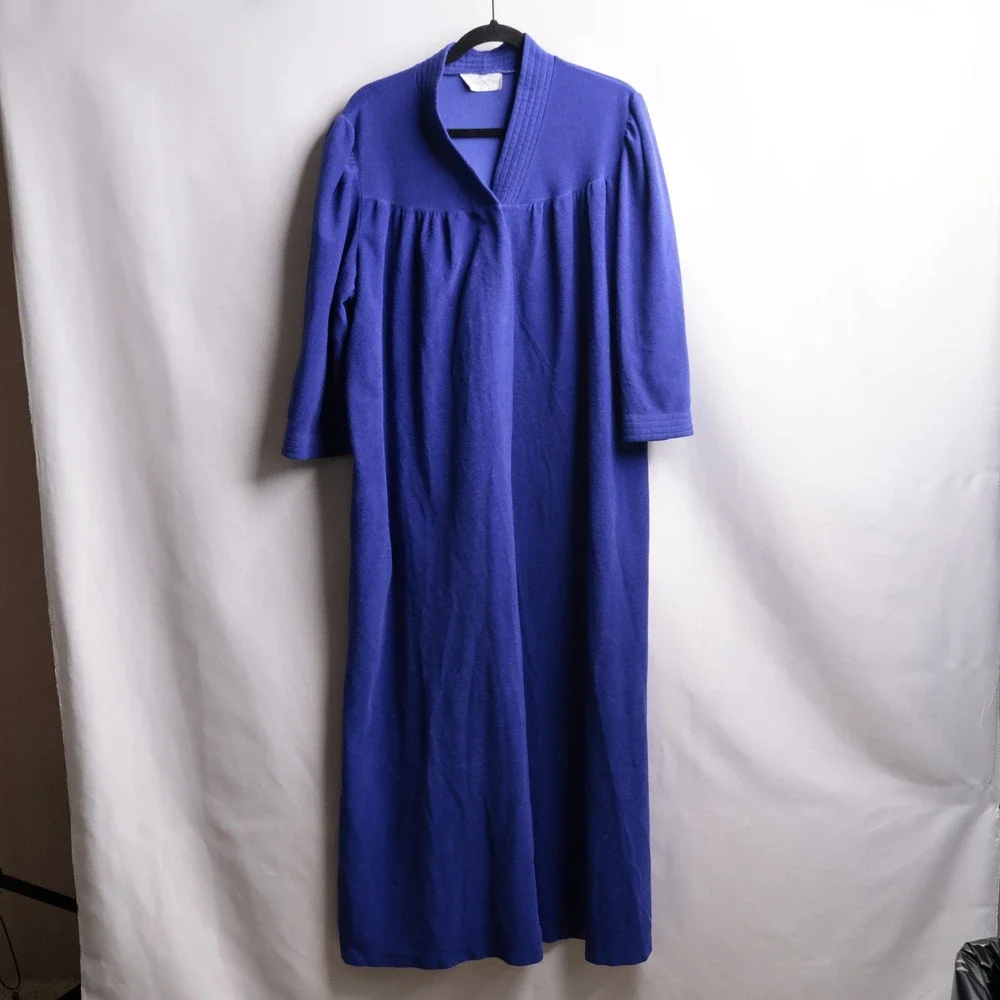 Vanity Fair Vintage Purple Velvet Velour Long Sleeve Robe Made in USA Large